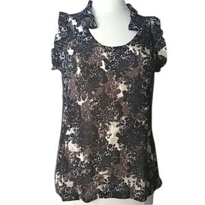 Converse Blouse Sheer Camouflage Floral Tree Shadows All Over Print Y2K S